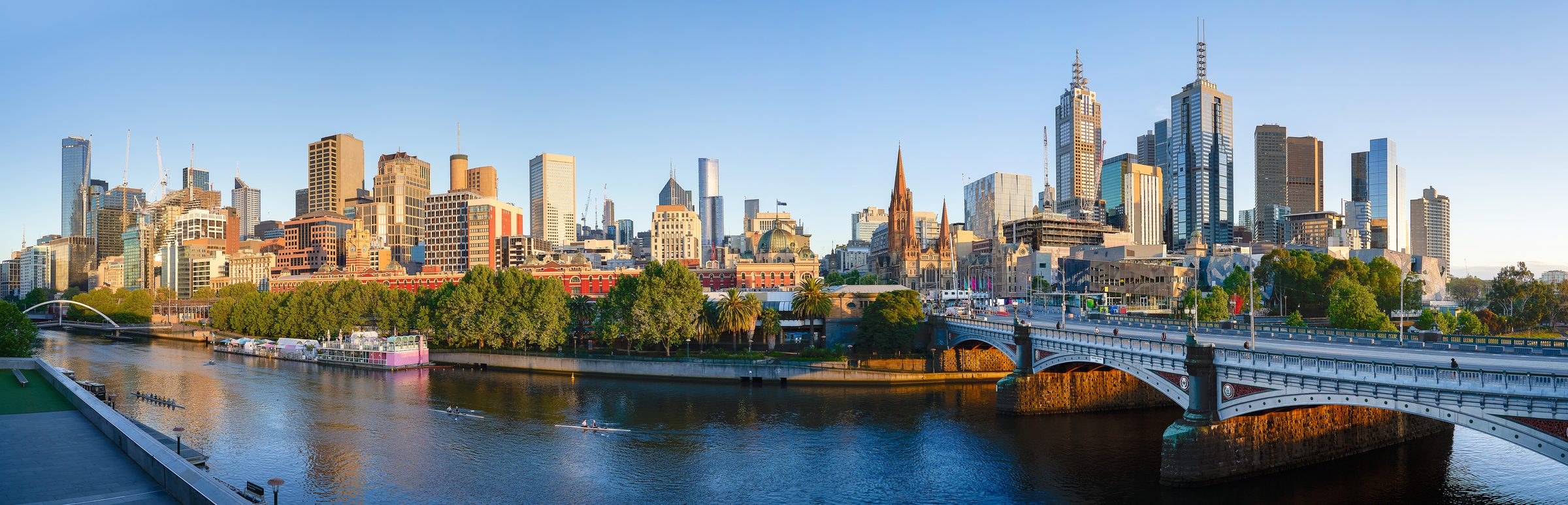 Melbourne CBD skyline at sunrise